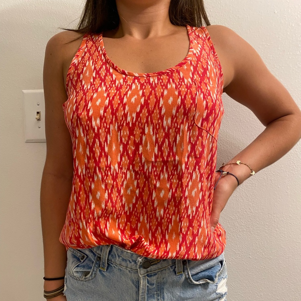 Joie Pink Tribal Patterned Silk Tank Top